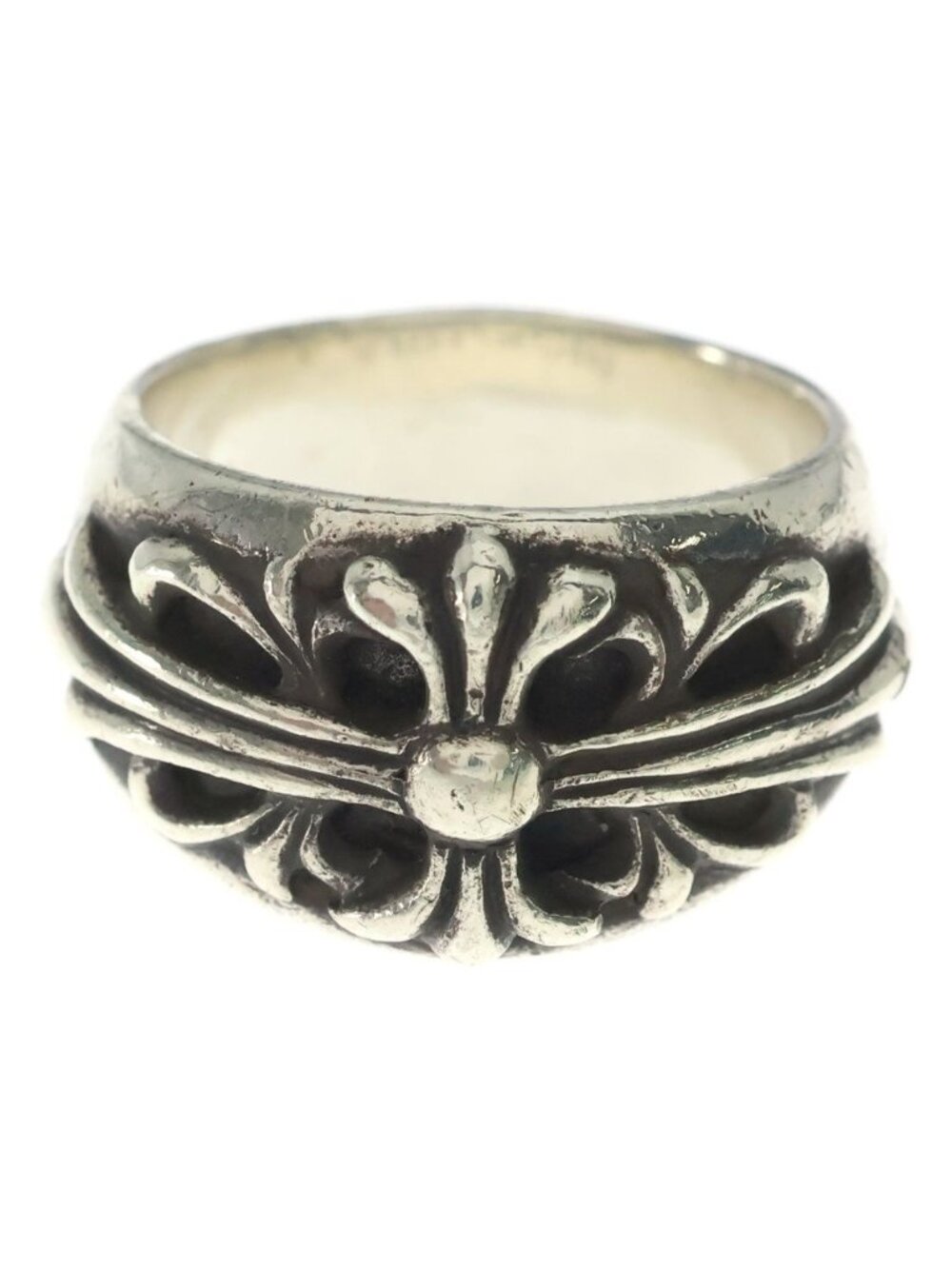 Chrome Hearts Flrl Cross Floral Ring Silver